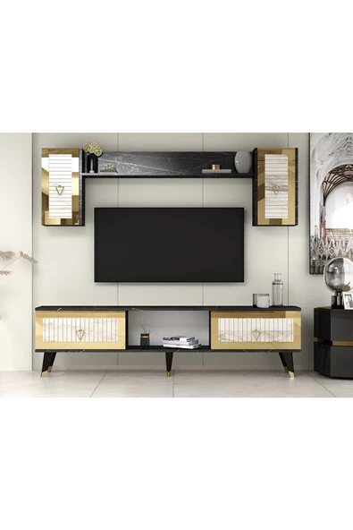 Cantek Dizayn Bora Tv Ünitesi Takımı Royalmermer-Efesmermer-Altın