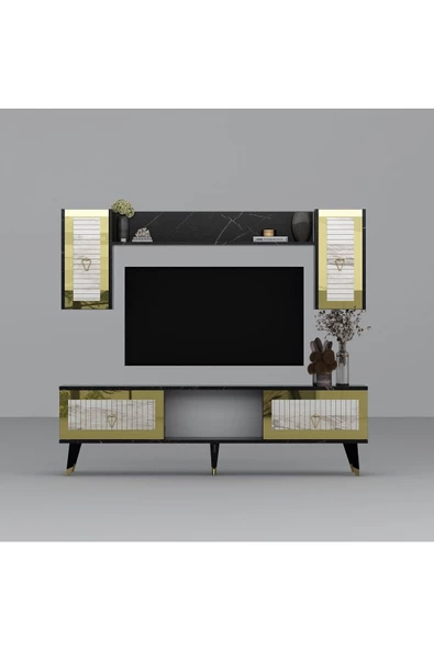 Cantek Dizayn Bora Tv Ünitesi Takımı Royalmermer-Efesmermer-Altın - 7