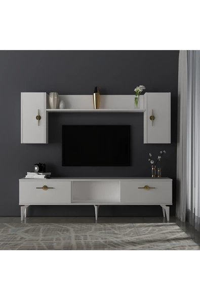 Cantek Dizayn Zennit Tv Ünitesi Takımı Beyaz-Beyaz