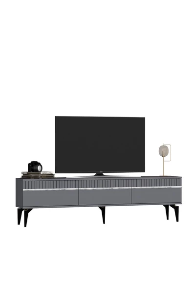 Cantek Dizayn Defne 180 Cm Tv Sehpası (Alt Modül) Antrasit-Gümüş - 4