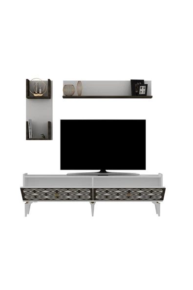 Cantek Dizayn Rose Tv Ünitesi Takımı Beyaz-(Ceviz Desen) - 5