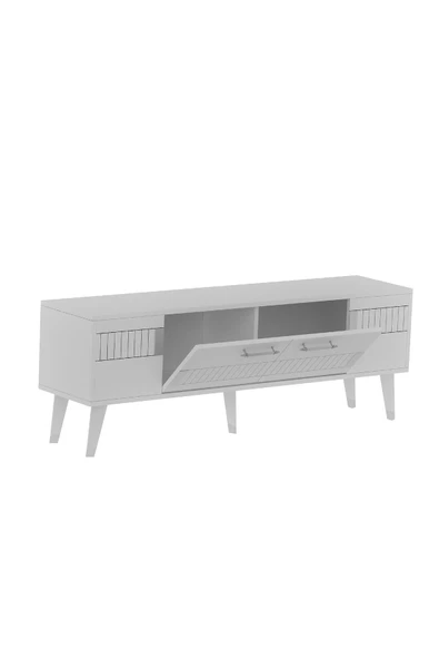 Cantek Dizayn Modda Tv Sehpası (Alt Modül) Beyaz-Gümüş - 4