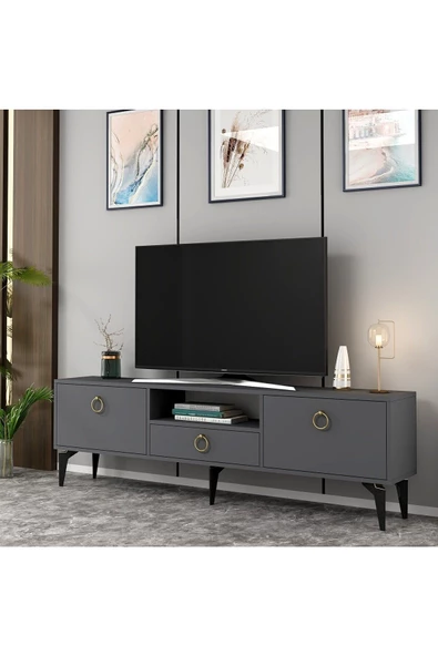 Cantek Dizayn Dronne Tv Sehpası Antrasit-Antrasit