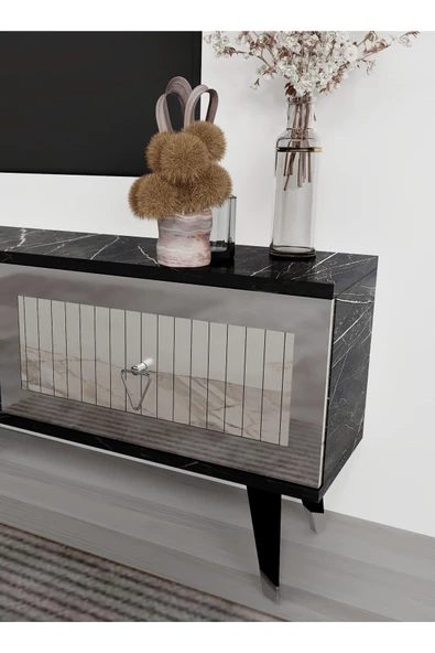 Cantek Dizayn Bora Şömineli Tv Ünitesi Royalmermer-Efesmermer-Gümüş - 4