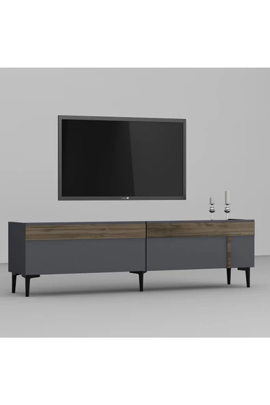 Cantek Dizayn Asudem Tv Sehpası (Alt Modül) Antrasit-Ceviz - 4