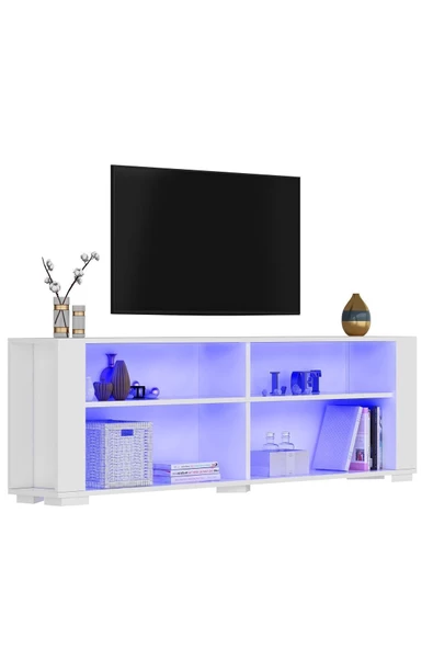 Cantek Dizayn Sonaa Led Aydınlatmalı , Tv Sehpası (Alt Modül) Beyaz-Beyaz - 3