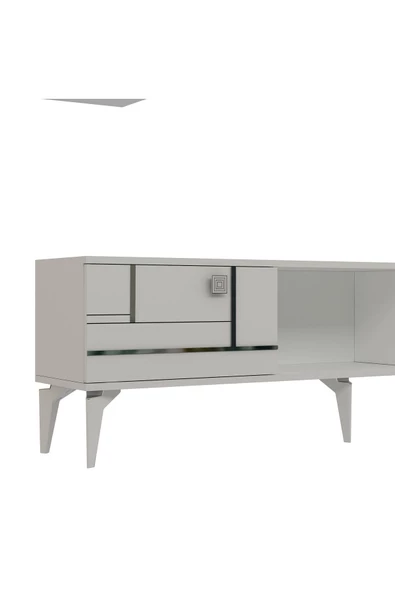 Cantek Dizayn Maddera 150 Cm  Tv Ünitesi Takımı Beyaz-Gümüş - 5