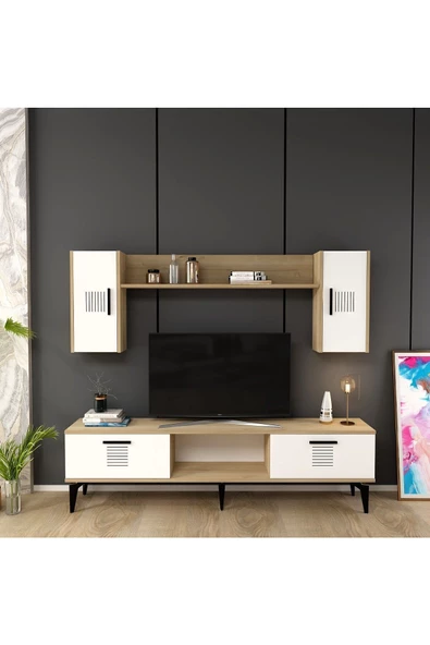 Cantek Dizayn Assimo Tv Ünitesi Takımı Safirmeşe-Beyaz