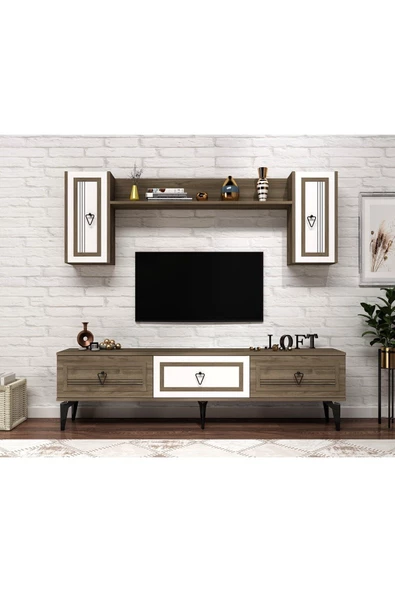 Cantek Dizayn Assya 180 Cm Tv Ünitesi Takım Ceviz Beyaz