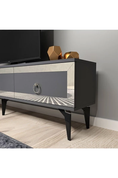 Cantek Dizayn Ponny 180 Cm Tv Sehpası Antrasit Gümüş - 3