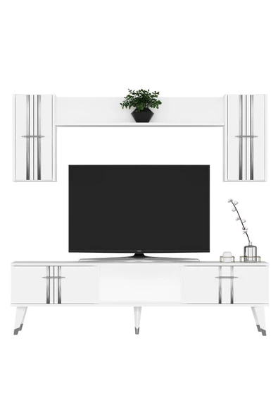 Cantek Dizayn Asel Tv Ünitesi Takımı Beyaz-Gümüş - 6