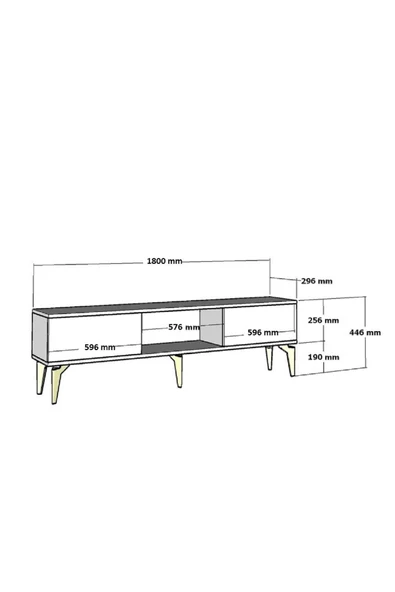 Cantek Dizayn Karrya 180 Cm Tv Sehpası Beyaz Altın - 7