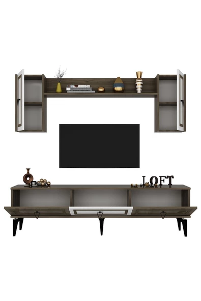 Cantek Dizayn Assya 180 Cm Tv Ünitesi Takım Ceviz Beyaz - 7