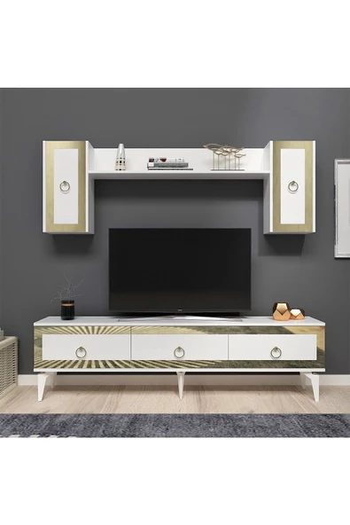 Cantek Dizayn Ponny 180 Cm Tv Ünitesi Beyaz Altın