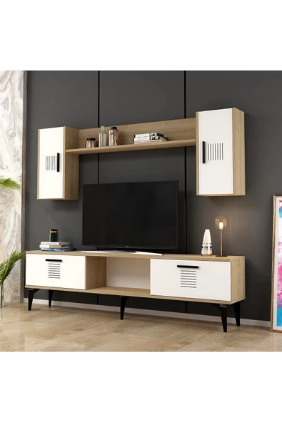 Cantek Dizayn Assimo Tv Ünitesi Takımı Safirmeşe-Beyaz - 2