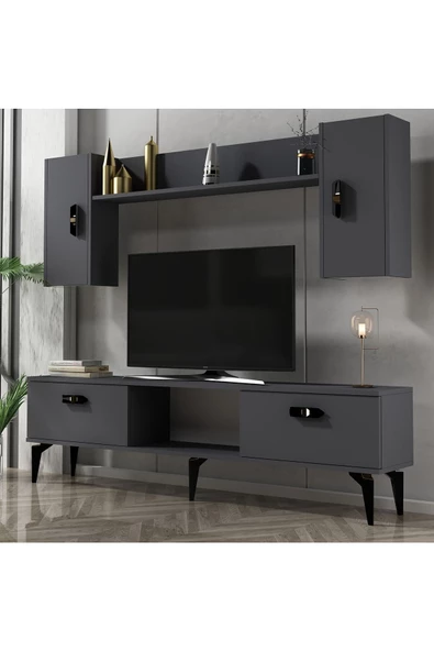 Cantek Dizayn Pluss Tv Ünitesi Takımı Antrasit-Antrasit - 2