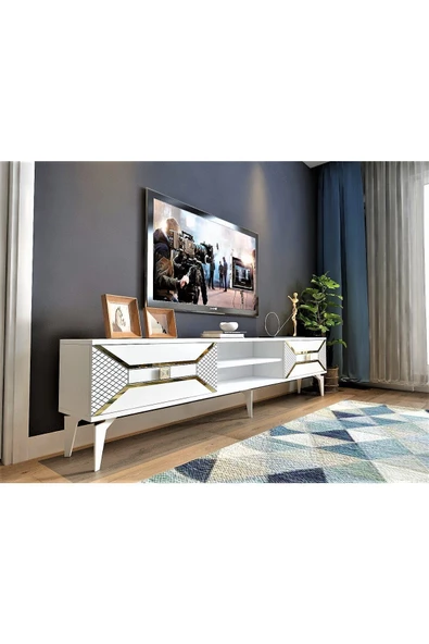 Cantek Dizayn Yummedi Tv Sehpası Beyaz-Altın