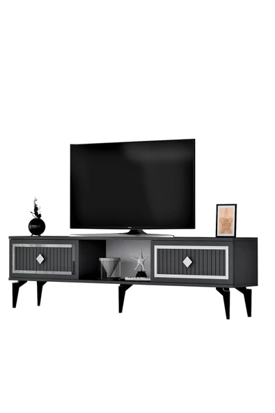 Cantek Dizayn 150 Cm Nil Tv Sehpası (Alt Modül) Antrasit-Gümüş - 5