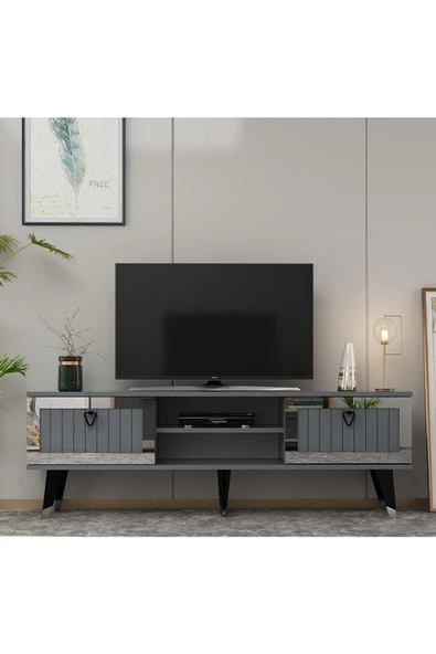 Cantek Dizayn Lidya Tv Stand Antrasit-Gümüş