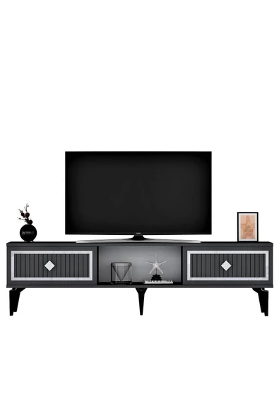 Cantek Dizayn 150 Cm Nil Tv Sehpası (Alt Modül) Antrasit-Gümüş - 6