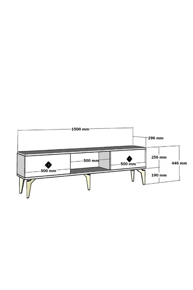 Cantek Dizayn 150 Cm Nil Tv Sehpası (Alt Modül) Antrasit-Gümüş - 7