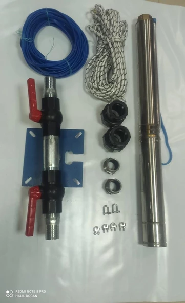 4SD2/11 0,75HP ALARKO TRİFAZE 50 MT YASSI KABLOLU VE PANOLU 100 MT HALATLI ÇİFT VANALI AKITMA BAŞLIKLI MONOFAZE TAKIM DALGIÇ POMPA - 2