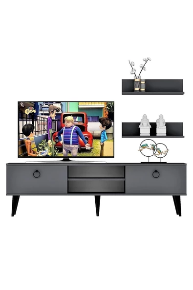 Cantek Dizayn Millano Tv Ünitesi 150Cm Antrasit - 3