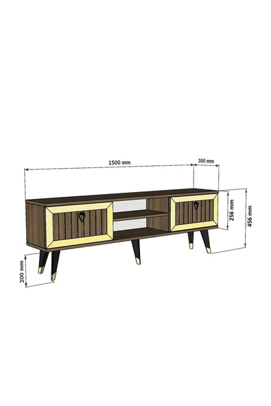 Cantek Dizayn Lidya Tv Stand Ceviz-Altın - 6