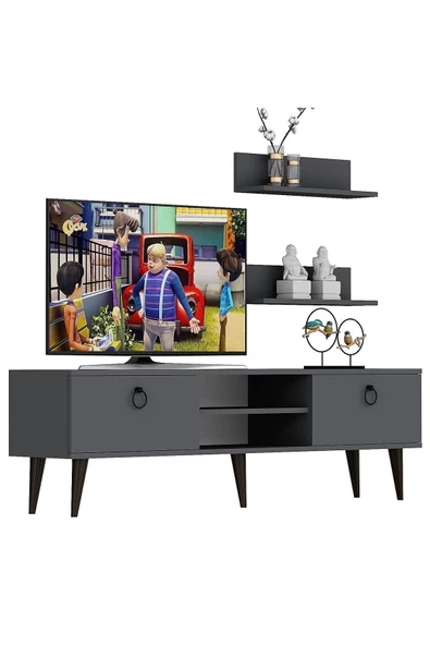 Cantek Dizayn Millano Tv Ünitesi 150Cm Antrasit - 4