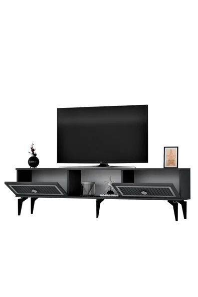 Cantek Dizayn 150 Cm Nil Tv Sehpası (Alt Modül) Antrasit-Gümüş - 4