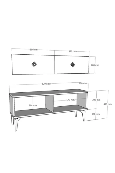 Cantek Dizayn 120 Cm Venna Tv Ünitesi Antrasit-Altın - 7