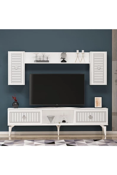Cantek Dizayn 150 Cm Nil Tv Ünitesi Beyaz-Gümüş