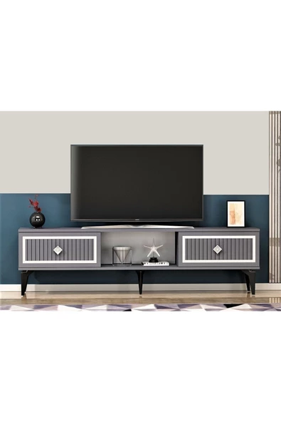 Cantek Dizayn 150 Cm Nil Tv Sehpası (Alt Modül) Antrasit-Gümüş