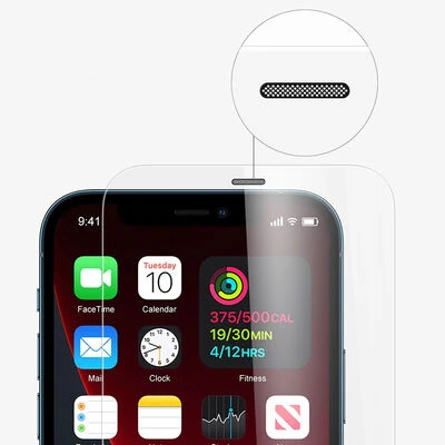 Apple iPhone 12 Pro Ekran Koruyucu Tamamen Şeffaf Ahize Korumalı Cam