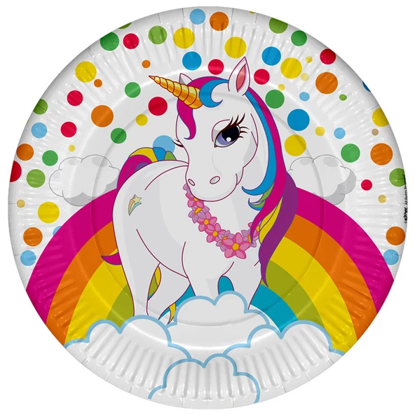 Rainbow Unicorn Karton Tabak 23cm 24lu paket