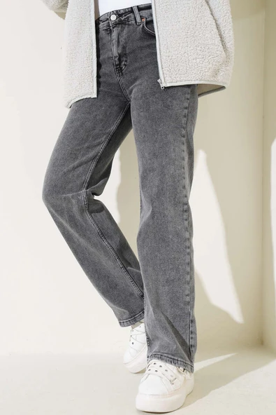 Yüksel Bel Palazzo Pantolon Koyu Gri ürün görseli 1