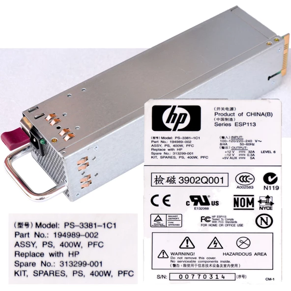 HP PS-3381-1C1 400W Orijinal Power Supply Güç Kaynağı