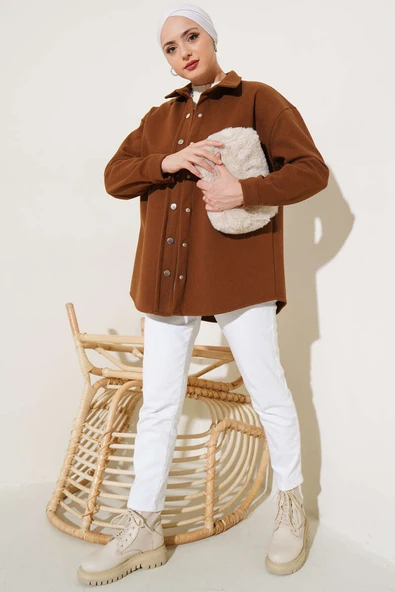 Metal Çıtçıtlı Ceket Taba - 2