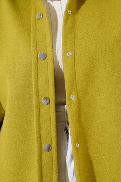 Metal Çıtçıtlı Ceket Yağ Yeşili - Resim 4