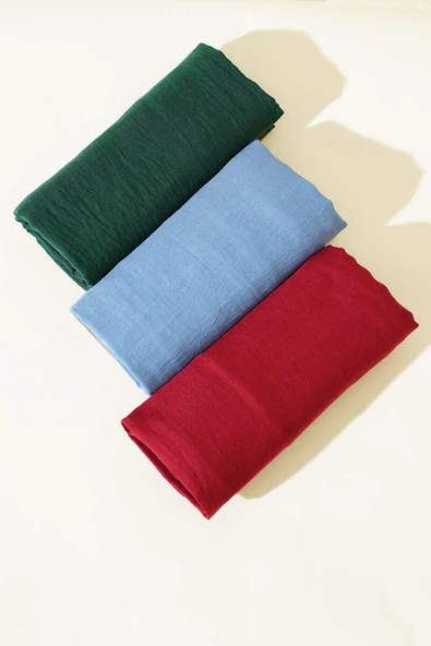 Düz Pamuk 3lü Eşarp Seti Asorti 2 - Resim 2