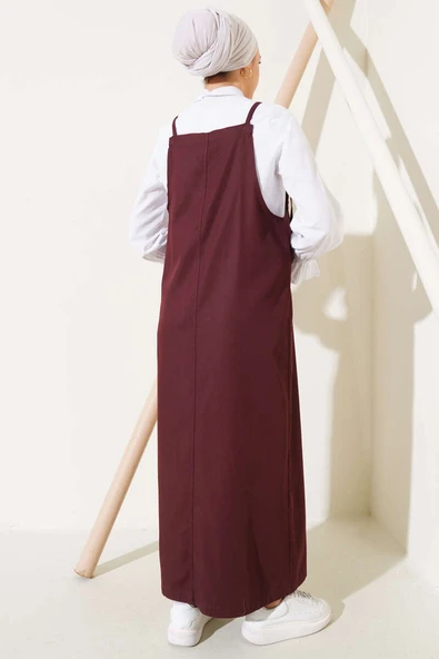 İnce Askılı Jile Elbise Kestane - Resim 3