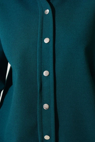 Metal Çıtçıtlı Ceket Zümrüt - Resim 4