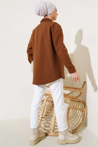 Metal Çıtçıtlı Ceket Taba - 3