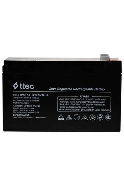 Ttec 12v 7ah- Bakımsız Kuru Akü 04/2024 Üretim 12 Volt 7 Amper Akü - 7