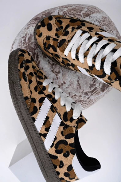 Muggo LEOPARD Garantili Kadın Ortopedik Günlük Bağcıklı Yürüyüş Leopar Desenli Sneaker Spor Ayakkabı - 6