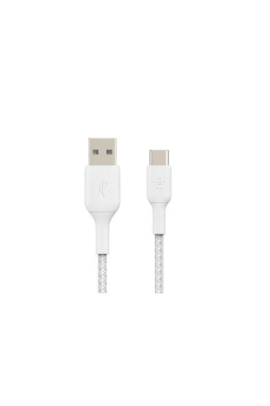 Belkin Type-c Örgülü Hızlı Şarj & Aktarım Kablosu 1m Beyaz