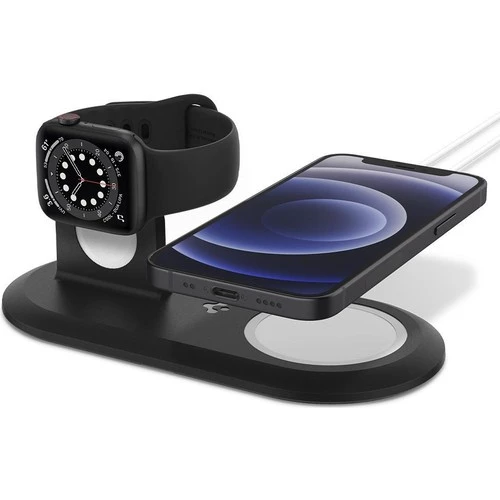 Spigen MagFit Duo 2in1 MagSafe & Apple Watch ile Uyumlu Stand Dock Ünitesi Black - AMP02796