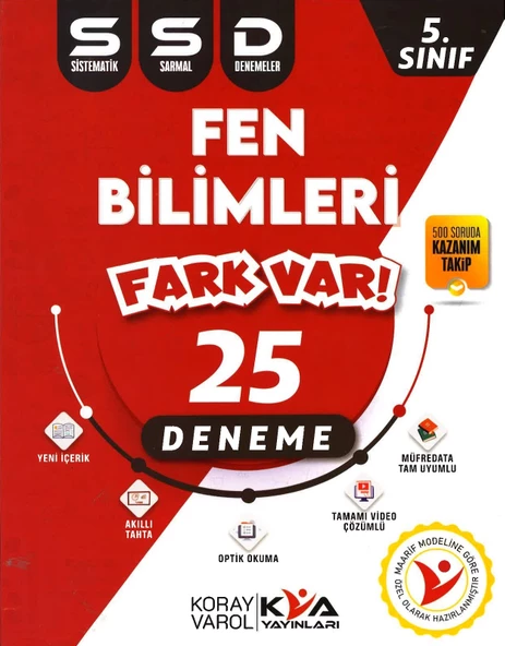 KORAY VAROL YAYINLARI 5.SINIF FEN BİLİMLERİ FARK VAR 25'Lİ DENEME (MAARİF MODELİNE UYGUN)