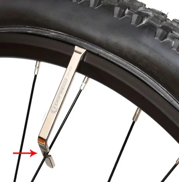 Bisiklet Lastik Sökme Takma Levyesi Metal 3'lü Set Yuvarlak Köşeli Uzun Tip Gri Renk - 6