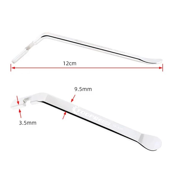 Bisiklet Lastik Sökme Takma Levyesi Metal 3'lü Set Yuvarlak Köşeli Uzun Tip Gri Renk - 5